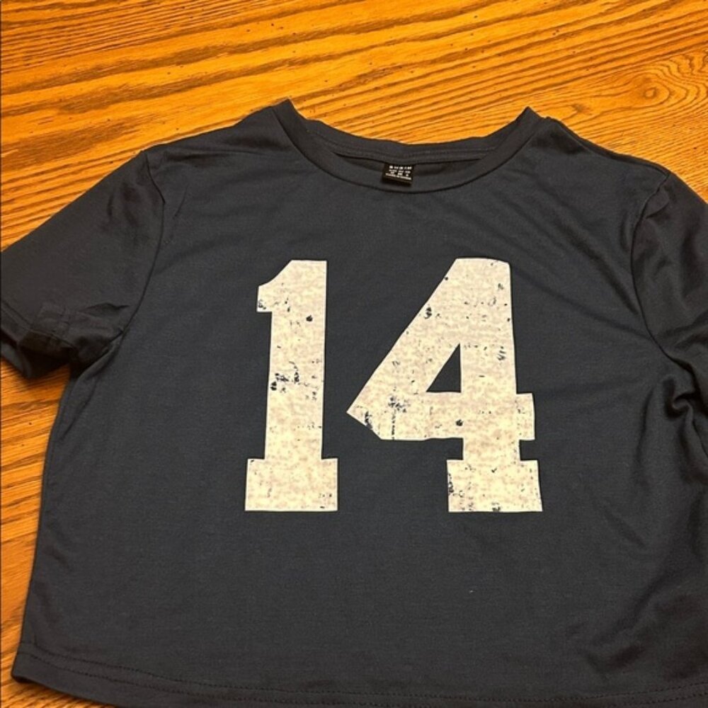 SHEIN Dark Blue Number 14 Tee